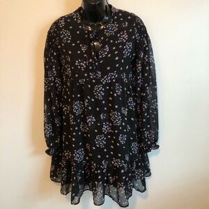 Urban Outfitters Black long sleeve ruffle mini dress xs